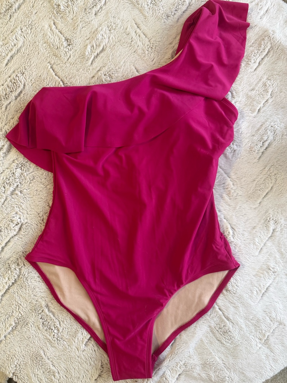 NWT Kona Sol Women’s One-Piece One-Shoulder Swimsuit, Pink, Size: L (12-14)